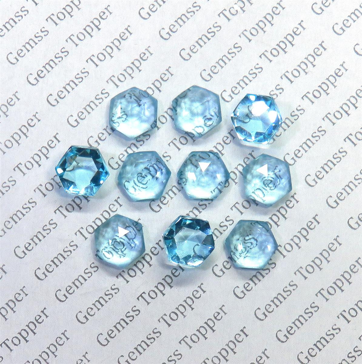 Sky Blue Topaz 10x10 mm Hexagon Rose Cut